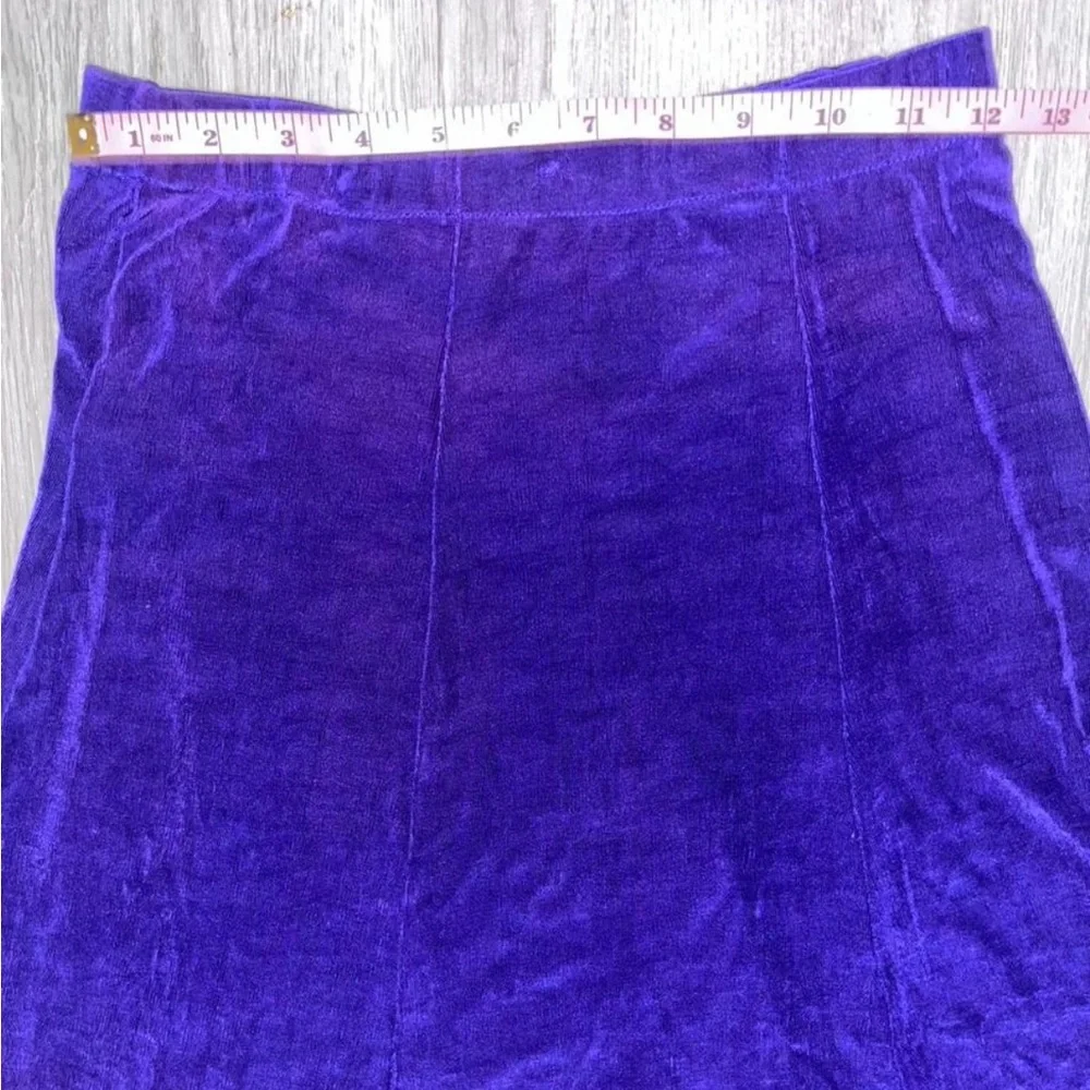 Vintage 80s purple velvet 2-piece set maxi skirt and top with red accents medium